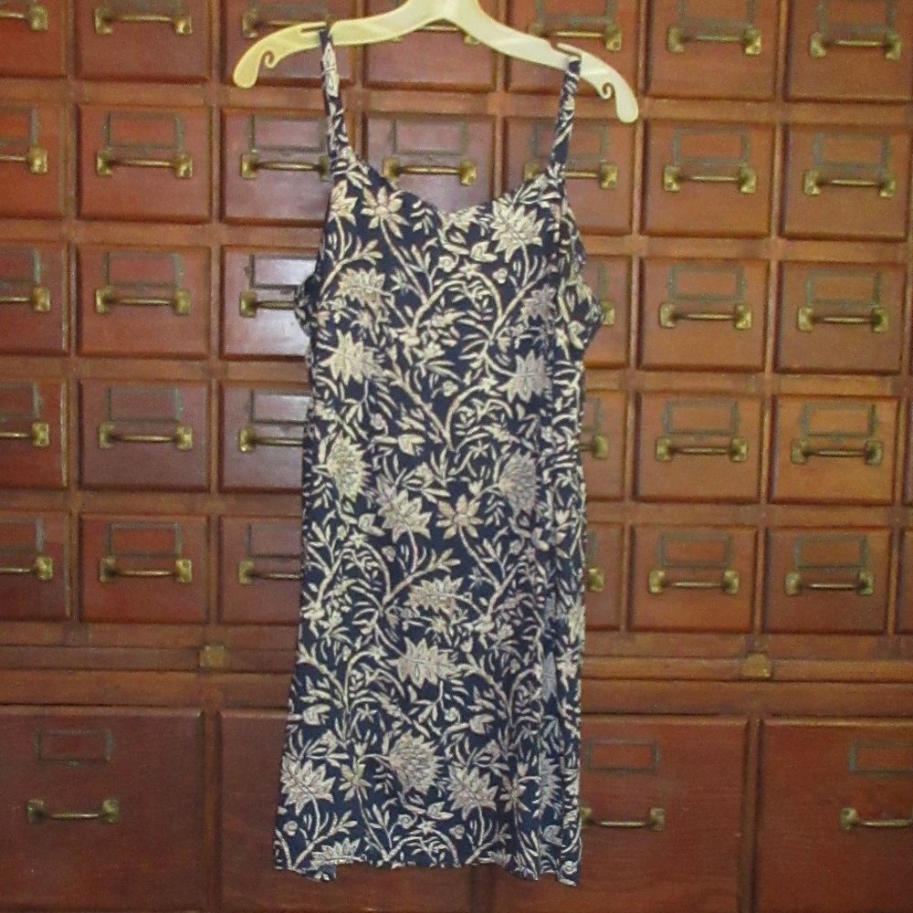 Navy Floral Sun Strap Rayon Dress NO BOUNDARIES